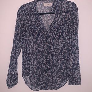 Abercrombie & Fitch Navy Floral Sheer Blouse XS